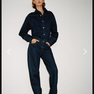 Zara Dark Wash Long Sleeve Overall